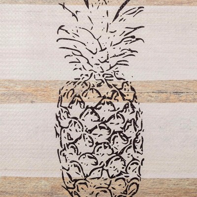 Beige and Black Pineapple Design Anti-Fatigue Kitchen Mat