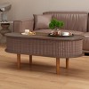40" Modern Lift-Top Coffee Table with Hidden Storage, Rustic Oval Center Table for Living Room, Space-Saving Lift-Top Cocktail Table-Panipeachy - 3 of 4