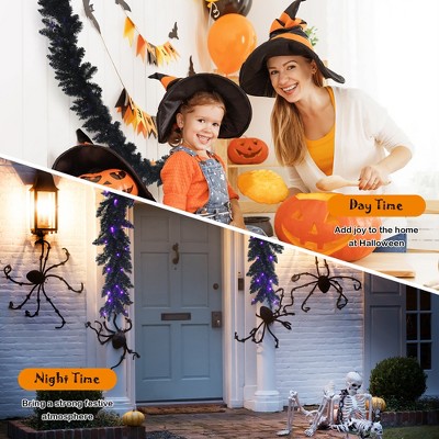 9ft Black PVC Garland with Purple LED Lights
