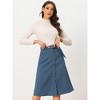 Allegra K Women's High Waist Solid Button Front A-Line Belted Corduroy Midi Skirt - 2 of 4