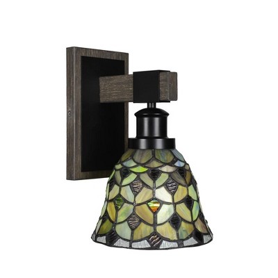 Toltec Lighting Tacoma 1 - Light Sconce in  Black/Painted Wood with 7" Crescent Art Glass Shade