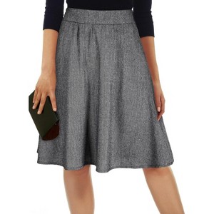 Women's Tweed A-Line Skirt - High Waist Flared Mini & Pleated Midi Styles for Fall Winter White - 1 of 4