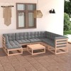 vidaXL Patio Furniture Set 8 Piece Outdoor Sectional Sofa Solid Wood Pine - Natural With Cushions - 2 of 4