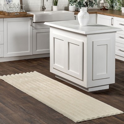 Kai Beige Faux Rabbit Fur Machine Washable Runner Rug