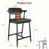 Bar Stools Set of 2 with Armrests, Metal Counter Height Bar Stools Set with Upholstered Seat, Footrest & Wood Back - 2 of 4