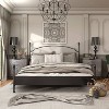 HOMES: Inside + Out Sweepwind Transitional Boucle Four Poster Panel Bed Beige/Gunmetal - 2 of 4