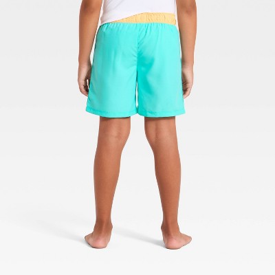 Cat & Jack Boys' Solid Swim Trunks - Cat & Jack™ Turquoise Blue S — фото 2