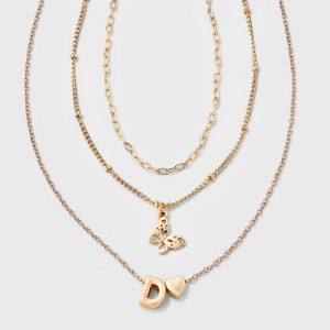 Girls' Initial with Choker and Layered Necklace Set - art class™ Gold - 1 of 3