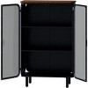Acekool 28.35" 3-Tier Storage Cabinet with 2 Glass Doors, Modern Storage Organizer for Entryway, Living Room, Home Office, Dining Room, Black+Brown - 3 of 4
