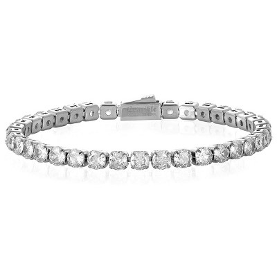 Crucible Silver 5mm Simulated Diamond Tennis Bracelet