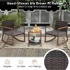 Tangkula 3PCS Rattan Rocking Chair Bistro Set Armrest Cushion Table W/ Storage Shelf Patio - 3 of 4