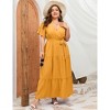 BLUEMING Summer Maxi Dress for Plus Size Women Tie Wasit Surplice Dress Flutter Sleeve A-Line Dress - 4 of 4