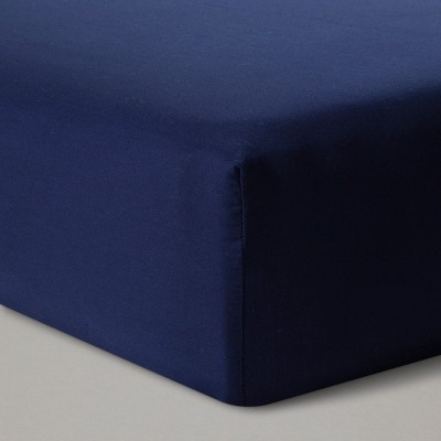 navy blue fitted crib sheet