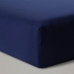 Fitted Crib Sheet Solid - Cloud Island Navy, Blue