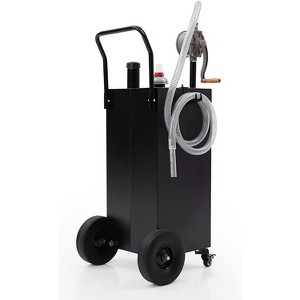 Gas Caddy w/Wheels & 11.9ft Hose, Fuel Transfer Storage Can Reversible Rotary Hand Siphon Pump, for ATV Car Mowers Tractor Boat Motorcycle - 1 of 2