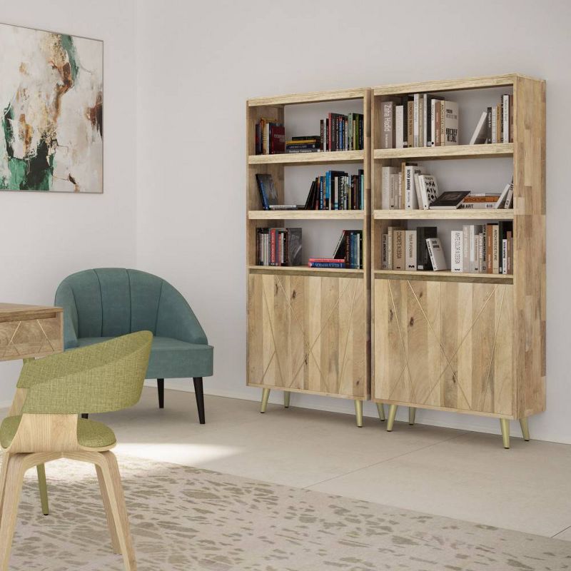 72&#34; Bissell Bookshelf with Doors Natural - Wyndenhall, 3 of 12
