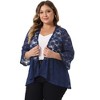 Agnes Orinda Women's Plus Size Casual Open Front 3/4 Sleeve Sheer Lace Cardigan - 2 of 4