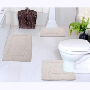Set of 3 Classy Bathmat Collection Ivory Cotton Tufted Bath Rug - Home Weavers - 1 of 4