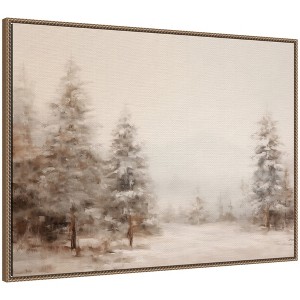 Kate & Laurel All Things Decor Sylvie Beaded Neutral Winter Forest Landscape Framed Canvas by the Creative Bunch - 1 of 4