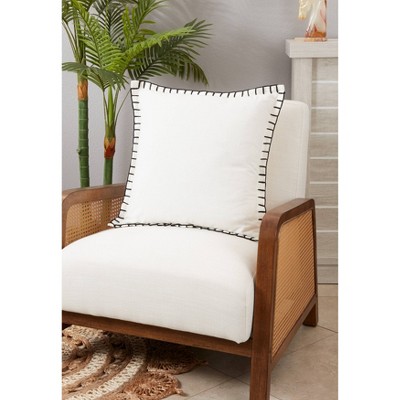 White Cotton Chunky Whip Stitch Square Pillow Cover