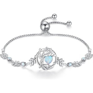 Tree of Life Birthstone Bracelet, Sterling Silver Charm Bracelet with Gemstone, Anniversary Birthday Christmas Gift for Women - 1 of 4