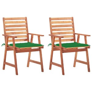 vidaXL Patio Dining Chairs 2 pcs with Cushions Solid Acacia Wood - 1 of 4