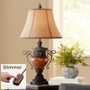 Regency Hill Traditional Rustic Urn Table Lamp with Table Top Dimmer 31.5" Tall Bronze Finish Bell Shade for Living Room Bedroom House Home - 2 of 4