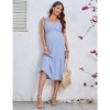 Maternity Dress Summer Ruffle Sleeve Sweetheart Neckline Sleeveless Maxi Dress Baby Shower Photoshoot - 4 of 4