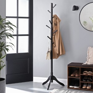 VASAGLE Solid Wood Coat Rack Free Standing with 8 Hooks - 1 of 4