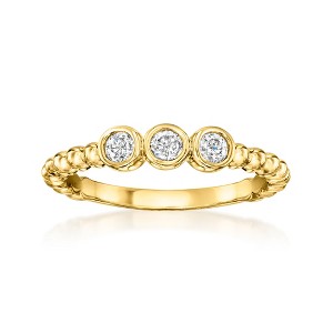 Ross-Simons 0.20 ct. t.w. Bezel-Set Diamond 3-Stone Beaded Ring in 18kt Gold Over Sterling - 1 of 4