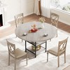 47 in Round Dining Table for 4, Wooden Kitchen Table with Storage Shelves & Roman Metal Legs for Dining Room, Kitchen, Living Room (Table Only) - 3 of 4