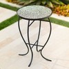 Teal Island Designs Modern Black Round Outdoor Accent Side Table 14" Wide Free-Form Mosaic Tabletop for Front Porch Patio Home House Balcony - 2 of 4