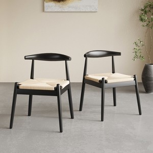GDFStudio Monita Mid-Century Oak Wood Dining Chairs with Handwoven Seat (Set of 2) - 1 of 4