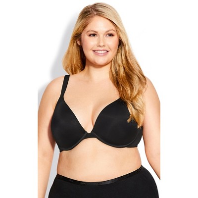 AVENUE | Women's Plus Size Basic Plunge Bra - black- 38DDD