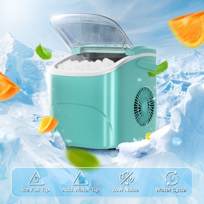 Portable Grey Countertop Ice Maker with Handle and Self-Cleaning
