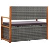 Storage Bench 45.3" Poly Rattan and Solid Acacia Wood Gray - 4 of 4