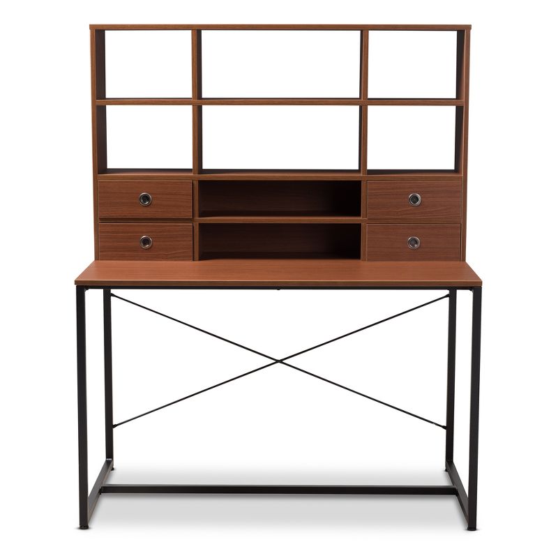 Edwin Rustic Industrial Style Wood and Metal 2 In 1 Bookcase Writing Desk Brown/Black - Baxton Studio, 3 of 8