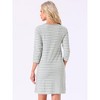 INSPIRE CHIC Women's Sleepwear Cotton Stripe 3/4 Sleeve Round Neck Midi Contrast Color Soft Sleepdress Nightgown - 4 of 4
