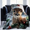 Lomsoe Vintage Christmas Deer Print Flannel Blanket - All Seasons Soft and Warm Throw Blanket for Bed, Napping, Camping, Travel, Office - 2 of 4