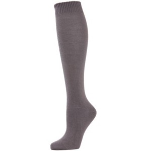 Memoi Women's Cotton Blend Solid Knit Knee High Socks - 1 of 4
