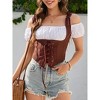 Women Costume Fake Two Piece Strappy Vintage Corset Vest Pirate Medieval Viking Steampunk Gothic Tank Top - 3 of 4