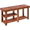 Resenkos 3-Tier Shoe Rack Bench, Acacia Wood Shoe Organizer, Rustic Entryway Bench With Storage Shelves, Teak - 2 of 4