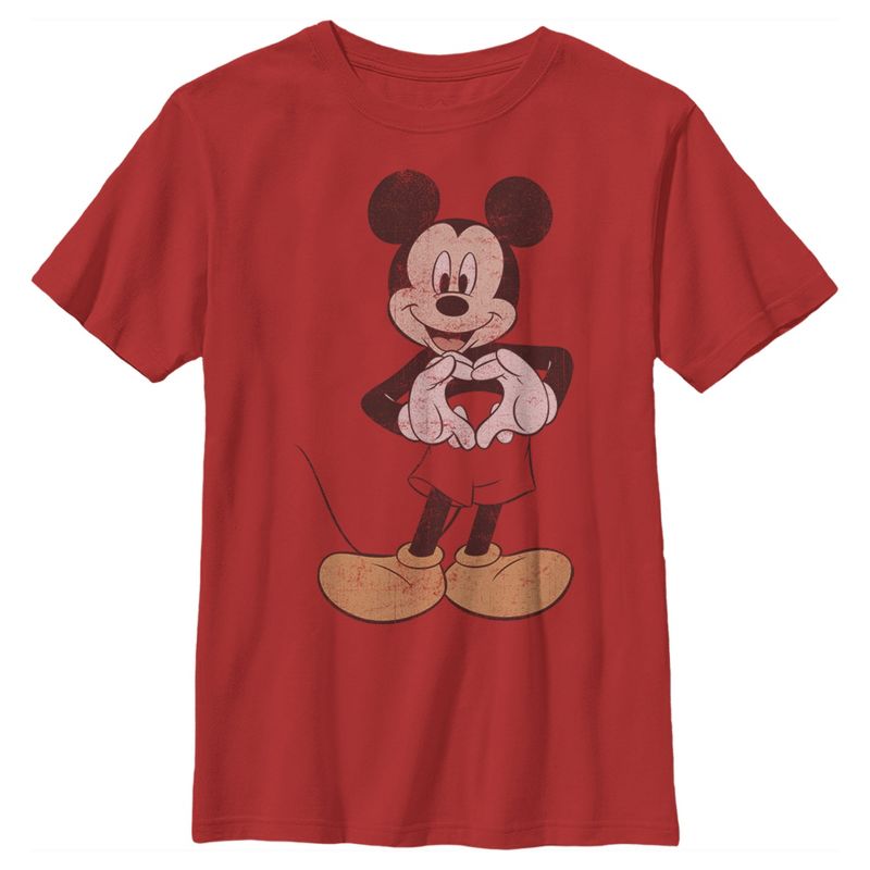 Boy's Disney Mickey Mouse Heart Distressed T-Shirt, 1 of 5