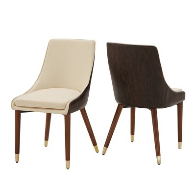 Set of 2 Tala Two Toned Faux Leather Upholstered Dining Chairs Beige - Inspire Q