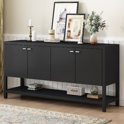 PAGED 4-Door Console Table with Open Shelf, Functional Entryway Table with Storage, Modern Sofa Side Table for Living Room or Entrance