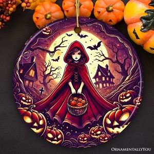 Mysterious Red Riding Hood in the Woods Ornament, Halloween Tree Decor| OrnamentallyYou - 1 of 4
