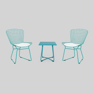 Osceola 3pc Iron Chat Set - Teal/White - Christopher Knight Home