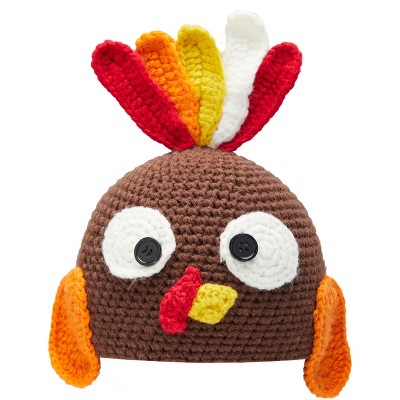 Joyfy Turkey Beanie Hat with Ear Flaps, Thanksgiving Halloween Costume Dress Up Hats, Turkey Hat Photograph Prop Party Favor Supplies for Baby