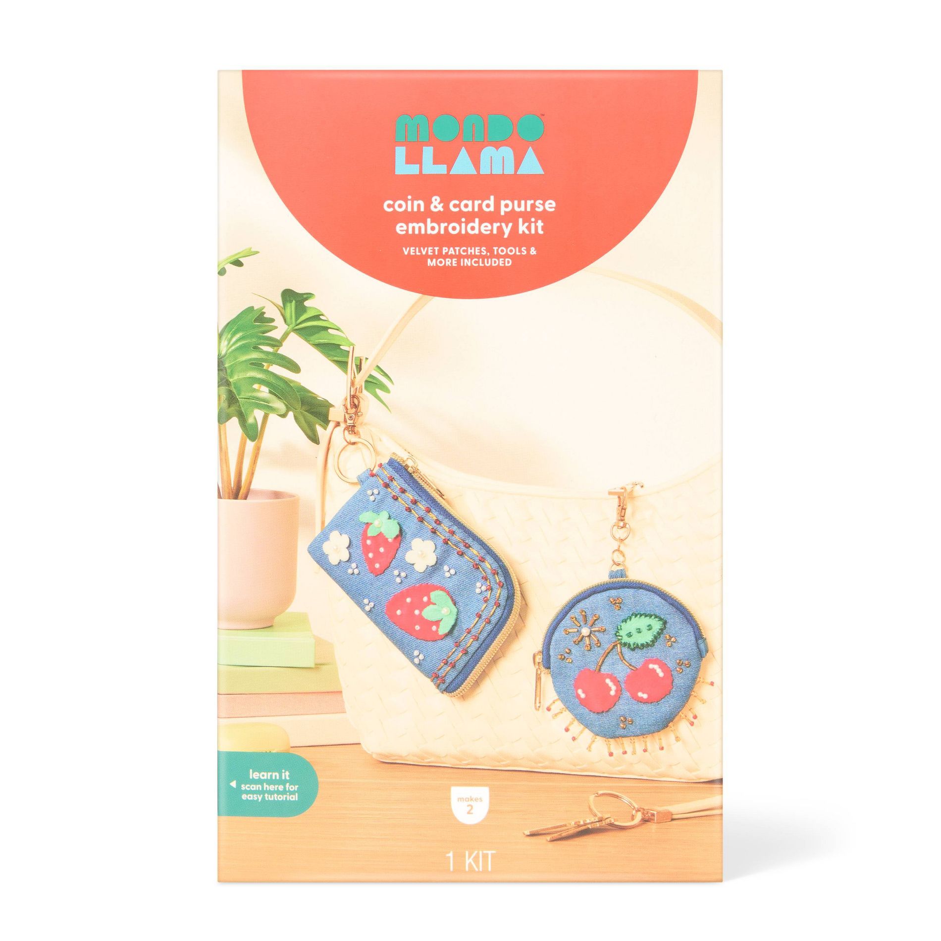 2ct Beaded Embroidery Denim Wallet Pouches - Mondo Llama™