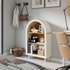 LIVAREEmlen Arched Small Bookcase,Wooden Modern Arched Top Bookshelf with 3 Shelves,White with Woodgrain Shelves for Living Room, Bedroom, Entryway - 2 of 4